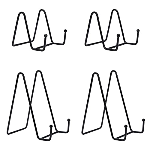 Jesustree Eisen Staffeleien, Metall Tellerständer, Tellerhalter Aufsteller Ständer, Telleraufsteller für Schüssel Teller Bücher Kunst Handwerk Foto Bilderrahmen, 4 Stück (Schwarz) von Jesustree