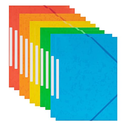 Sammelmappe Aus Karton, Einschlagmappe Mit Gummi, Mappe Mit Gummiband für A4, Schnellhefter Bunt Sortiert für Dateien, Dokumente, Besprechungen, Beri (10pcs) von Jesustree