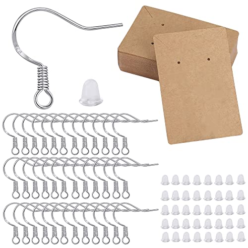 Schmuck Basteln Zubehör ohrhaken silber 925 Ohrring Haken mit Stoppern und Ohrringhalter Karten für Reparatur von Ohrringen, DIY Ohrhänger Schmuckherstellun 250 Stück Schmuck Basteln Zubehör ohrhaken silber 925 Ohrring Haken mit Stoppern und Ohrringhalter Karten für Reparatur von Ohrringen, DIY Ohrhänger Schmuckherstellun 250 Stück von Jesustree