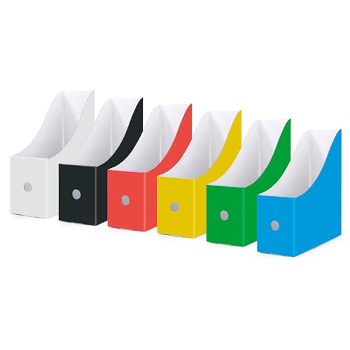 Zeitschriftenbox Datei Organizer aus Kraftpapier 6 Stück, Wasserdichter Stehordner und Zeitschriftensammler, für Aufbewahrung Bücher Dokumente Bürobedarf (Mehrfarbig) von Jesustree