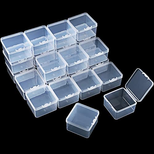 36 Stück kleine transparente Kunststoffperlen Aufbewahrungsbox mit Scharnierdeckel, Aufbewahrungsbox für kleine Gegenstände, Handwerk, Schmuck, Hardware (6,3 x 6,3 x 3,8 cm) von Jetec