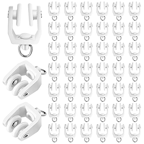 Jetec Vorhangschienenrollen, Decken-Vorhangschienen-Haken, flexibel, biegbar, Clips, 11 mm, weiß, Kunststoff, Vorhangschienengleiter mit Haken für Duschfenster, 50 Stück von Jetec