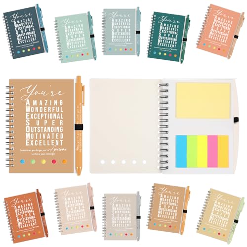 Jetec 10 Sets Back to School Gifts Bulk Inspirational Spiral Notebook with Pens and Sticky Notes Pen Holder Employee Appreciation Gifts for Teacher Student Nurse Coworker Staff (Healing) von Jetec