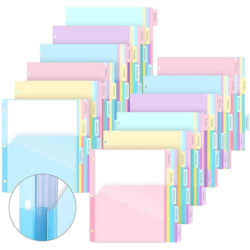 Jetec 12 Sets/60 Stück Fächer-Trennblätter aus Kunststoff mit flexiblen Vordertaschen, erweiterbar 0,6 cm, 5 Registerkarten in Briefgröße, Kunststoff-Trennblätter für 3 Ringbücher, Organisation Jetec 12 Sets/60 Stück Fächer-Trennblätter aus Kunststoff mit flexiblen Vordertaschen, erweiterbar 0,6 cm, 5 Registerkarten in Briefgröße, Kunststoff-Trennblätter für 3 Ringbücher, Organisation von Jetec