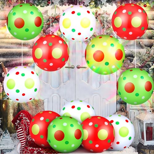 Jetec 12 Stück Karnevals-Zirkusdekorationen, 30,5 cm, aufblasbarer hängender Ball, PVC, große leuchtende Kugel-Ornamente für Karneval, Clown, Zirkus, Motto-Party, Gastgeschenk, Klassenzimmer von Jetec