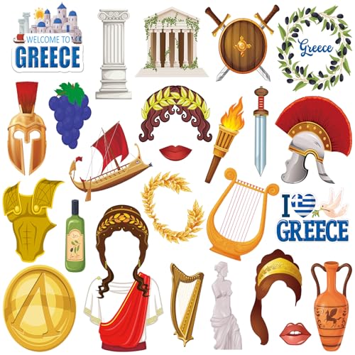 Jetec 26 Stück antike griechische Fotokabinen-Requisiten, griechische Mythologie, Dekoration, Party-Dekorationen, Willkommen in Griechenland, Foto-Requisiten für Mythologie, Thema von Jetec