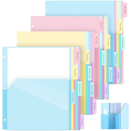 Jetec 4 Sets/20 Stück Fächer-Trennblätter aus Kunststoff mit flexiblen Vordertaschen, erweiterbar 0,64 cm, 5 Registerkarten in Briefgröße, Kunststoff-Trennblätter für 3 Ringbücher, Organisation Jetec 4 Sets/20 Stück Fächer-Trennblätter aus Kunststoff mit flexiblen Vordertaschen, erweiterbar 0,64 cm, 5 Registerkarten in Briefgröße, Kunststoff-Trennblätter für 3 Ringbücher, Organisation von Jetec