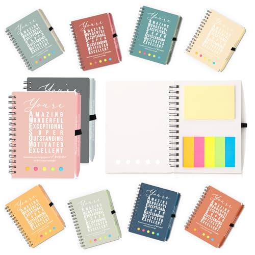 Jetec 50 Sets Back to School Gifts Bulk Inspirational Spiral Notebook with Pens and Sticky Notes Pen Holder Employee Appreciation Gifts for Teacher Student Nurse Coworker Staff (Light Morandi) von Jetec