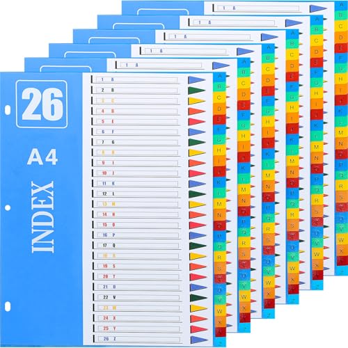 Jetec 6 Sets A-Z Registerkarten für 3 Ringbücher, Kunststoff, mehrfarbig, robuste Alphabet-Trennblätter für 3 Ringbücher, alphabetische Akten-Trennblätter zum Lesen von Notizbüchern und Klassifizieren Jetec 6 Sets A-Z Registerkarten für 3 Ringbücher, Kunststoff, mehrfarbig, robuste Alphabet-Trennblätter für 3 Ringbücher, alphabetische Akten-Trennblätter zum Lesen von Notizbüchern und Klassifizieren von Jetec