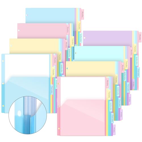 Jetec 8 Sets/40 Stück Fächer-Trennblätter aus Kunststoff mit flexiblen Vordertaschen, erweiterbar 0,6 cm, 5 Registerkarten in Briefgröße, Kunststoff-Trennblätter für 3 Ringbücher, Organisation, Ordner Jetec 8 Sets/40 Stück Fächer-Trennblätter aus Kunststoff mit flexiblen Vordertaschen, erweiterbar 0,6 cm, 5 Registerkarten in Briefgröße, Kunststoff-Trennblätter für 3 Ringbücher, Organisation, Ordner von Jetec