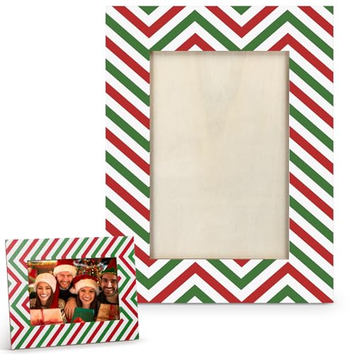 Jetec Weihnachts-Bilderrahmen, 10,2 x 15,2 cm, Holz, Feiertags-Bilderrahmen, Tischdekoration, festliches Weihnachtsgeschenk für Familie, Freunde, Vintage-Dekorationen für Zuhause, Party, Regal (rot von Jetec