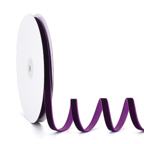 Jeuhoue Samtband, lila, 0,95 cm x 20 m, perfekt für Weihnachtsgeschenke, Blumensträuße, Heimdekoration, Party-DIY-Dekorationen (0,95 cm x 20 m, lila) von Jeuhoue