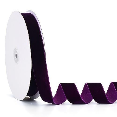 Jeuhoue Samtband, lila, 2,5 cm x 20 m, perfekt für Weihnachtsgeschenkverpackungen, Blumensträuße, Heimdekoration, Party-DIY-Dekorationen (2,5 cm x 20 m, lila) von Jeuhoue