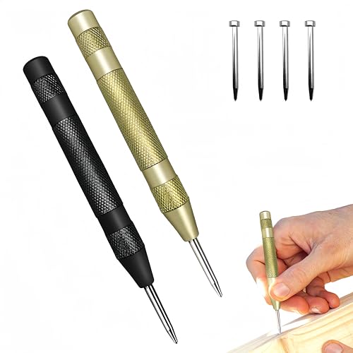 2 Stück Automatic Centre Punch Tool mit 4 Lochstanzen, Automatic Centre Punch Needle Set, zentraler Locher, Federkernstanze für Metal, Glass, Wood 2 Stück Automatic Centre Punch Tool mit 4 Lochstanzen, Automatic Centre Punch Needle Set, zentraler Locher, Federkernstanze für Metal, Glass, Wood von Jeukwud