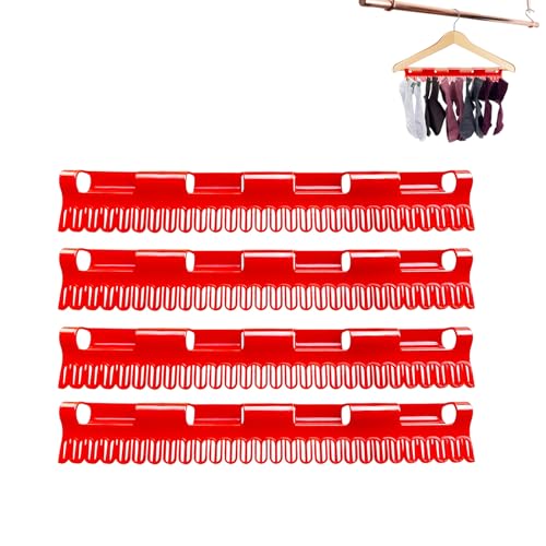 Jeukwud 4 Stück Socken Aufhänger Für Wäscheständer, Sockentrockner Wäscheständer, Winddicht Trockengestell,Kunststoff Aufhänger für Socken, Unterwäsche, Kleine Kleidung (Rot) von Jeukwud