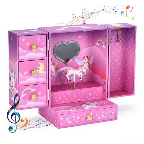 Jewelkeeper Einhorn-Schmuckschatulle mit 4 Schubladen – Prinzessinnen-Schmuckschatullen für kleine Mädchen – Aufbewahrung für Ringe, Halsketten, Ohrringe – Kindergeburtstagsüberraschung – Jewelkeeper Einhorn-Schmuckschatulle mit 4 Schubladen – Prinzessinnen-Schmuckschatullen für kleine Mädchen – Aufbewahrung für Ringe, Halsketten, Ohrringe – Kindergeburtstagsüberraschung – von Jewelkeeper