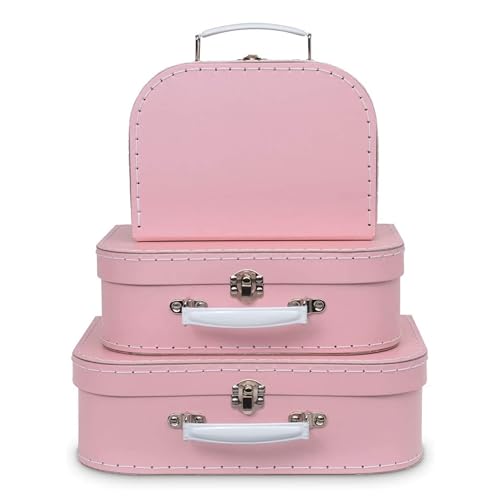 Jewelkeeper - Pappkoffer, Satz von 3 - Storage Geschenkboxen für Geburtstag, Hochzeit, Kinderzimmer, Büro Dekoration, Displays, Spielzeug, Fotos - Rosa Aufbewahrungsboxen von Jewelkeeper
