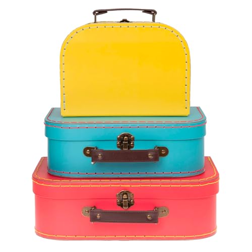 Jewelkeeper - Pappkoffer, Satz von 3 - Storage Geschenkboxen für Geburtstag, Hochzeit, Kinderzimmer, Büro Dekoration, Displays, Spielzeug, Fotos - Rot, Türkis und Gelb Aufbewahrungsboxen Jewelkeeper - Pappkoffer, Satz von 3 - Storage Geschenkboxen für Geburtstag, Hochzeit, Kinderzimmer, Büro Dekoration, Displays, Spielzeug, Fotos - Rot, Türkis und Gelb Aufbewahrungsboxen von Jewelkeeper