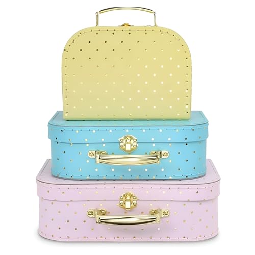 Jewelkeeper - Pappkoffer, Satz von 3 - Storage Geschenkboxen für Geburtstag Hochzeit Kinderzimmer Büro Dekoration Displays Spielzeug Fotos - Goldfolie Polka Dot Aufbewahrungsboxen Jewelkeeper - Pappkoffer, Satz von 3 - Storage Geschenkboxen für Geburtstag Hochzeit Kinderzimmer Büro Dekoration Displays Spielzeug Fotos - Goldfolie Polka Dot Aufbewahrungsboxen von Jewelkeeper