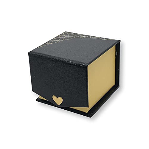 Jewellbox Luxus Kunstleder Ringbox - Geschenkbox für Hochzeitstag, Jahrestag, Verlobung - Elegantes Design mit Magnetverschluss - Golden, Schwarz Jewellbox Luxus Kunstleder Ringbox - Geschenkbox für Hochzeitstag, Jahrestag, Verlobung - Elegantes Design mit Magnetverschluss - Golden, Schwarz von Jewellbox