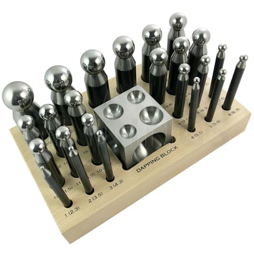 25-teiliges Doming-Block und Stanz-Set aus Stahl zum Stanzen von Metallarbeiten von Jewellers Tools