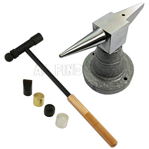 Jewellers Tools Großer Horn, Amboss aus Stahl mit Spiegel-Finish und 6-teiligem Hammer von Jewellers Tools