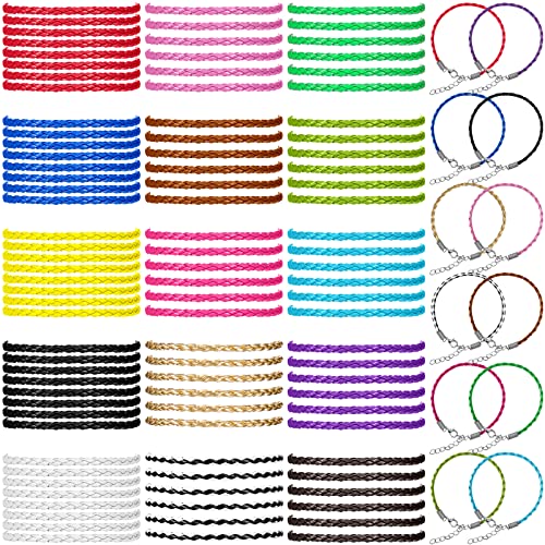 Jexine 100 Stück mehrfarbige geflochtene Lederarmbänder für Bastelarbeiten, Schmuckherstellung – geflochtene Seile aus PU-Leder mit Karabinerverschluss und verlängerter Kette für Fußkettchen Jexine 100 Stück mehrfarbige geflochtene Lederarmbänder für Bastelarbeiten, Schmuckherstellung – geflochtene Seile aus PU-Leder mit Karabinerverschluss und verlängerter Kette für Fußkettchen von Jexine
