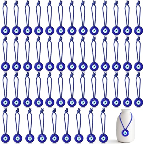 Jexine 50 Stück türkische blaue böse Blick-Perlen, Anhänger, Glasperlen, Wand, Auto, Spiegel, hängende Dekoration mit Seilen für Zuhause, dekorative Ornamente, Schlüsselanhänger, Schmuck (2,5 cm) Jexine 50 Stück türkische blaue böse Blick-Perlen, Anhänger, Glasperlen, Wand, Auto, Spiegel, hängende Dekoration mit Seilen für Zuhause, dekorative Ornamente, Schlüsselanhänger, Schmuck (2,5 cm) von Jexine