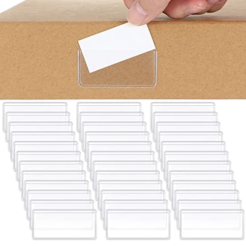 100 Stück Etikettenhalter selbstklebende Etikettenfächer Briefkasten Etikett Regal Etikett Kunststoff Peel Stick Tag klar lange Seite offen Preisschild für Supermarkt Bücherregal Bibliothek Briefkasten Geschäftsstudenten (5,1 x 2,5 cm) von Jeyiour