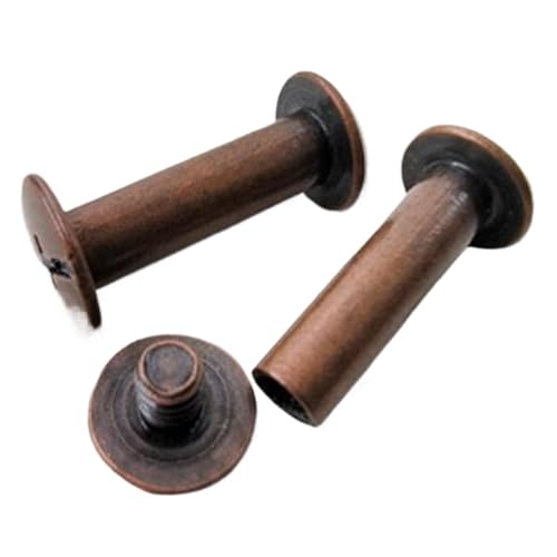 Buchbinde-Sets, 10/20 Sets, M5, Länge 4 mm bis 60 mm, Metallschrauben, Nägel, Nieten, Schnappnieten for Fotoalbum, Hintern, Konto, Buchschraube(Red Bronze Colour,M5X30 20PCS) von JgYiAngBq