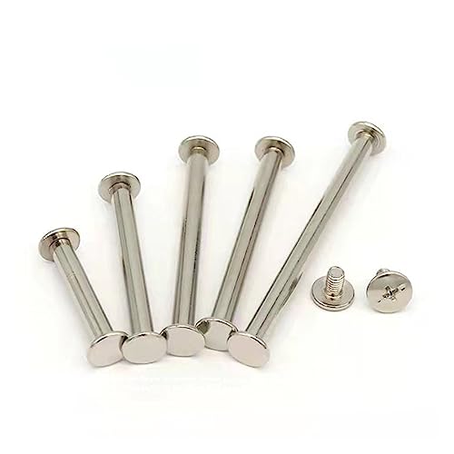 Buchbinde-Sets, 10/20 Stück, M5 x (5–50) mm, Ledertasche, Gürtel, Foto, Sammelalbum, Album, Buchpfosten, Bindeschraube, Schraube, Nagel, Nietenbolzen(Nickel Plating,40MM 10PCS-M5) von JgYiAngBq