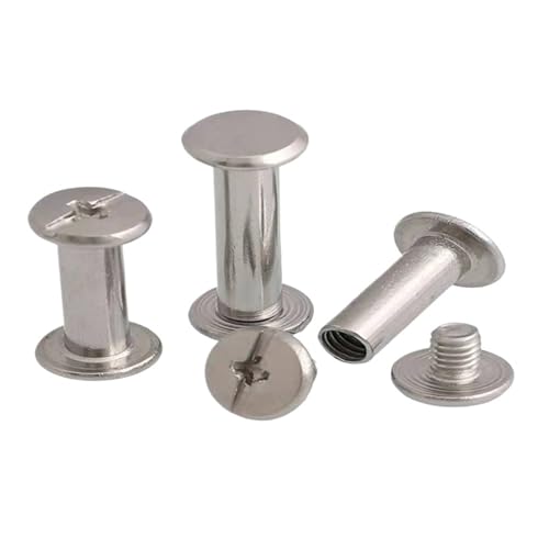 Buchbinde-Sets, 10 Stück, Edelstahl, M5 x (5–50) mm, Leder, Tasche, Gürtel, Sammelalbum, Album, Konto, Buchpfosten, Bindeschraube, Nagel, Nietenbolzen(20mm) von JgYiAngBq