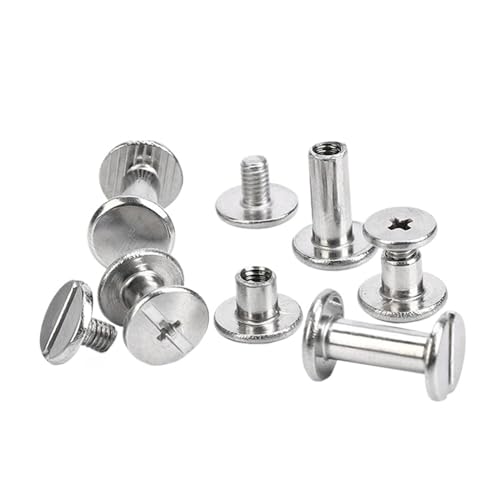 Buchbinde-Sets, 10 Stück, Edelstahl-Bindeschrauben, Bolzen, Nieten, Schlitzgürtelschraube for DIY-Fotoalbum, Schreibtischverschlüsse, 8,5-mm-Kappe(50mm) von JgYiAngBq