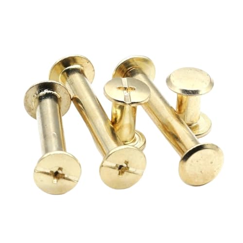 Buchbinde-Sets, 10 Stück, M5 x 5–60 mm, goldenes Silber, Leder, Tasche, Gürtel, Foto, Sammelalbum, Album, Konto, Buch, Post, Bindung, Schraube, Nagel, Niete(Brass 10pcs,M5x5mm) von JgYiAngBq