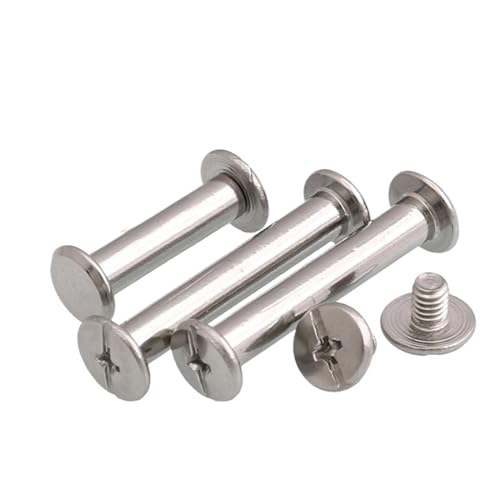 Buchbinde-Sets, 10 Stück, M5 x 5–60 mm, goldenes Silber, Leder, Tasche, Gürtel, Foto, Sammelalbum, Album, Konto, Buch, Post, Bindung, Schraube, Nagel, Niete(Silver 10PCS,M5x55mm) von JgYiAngBq