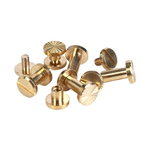 Buchbinde-Sets, 10 Stück, Messing-Bindeschrauben, Nägel, lange Nieten, Nieten for Fotoalbum, Tischkalender, Lederhandwerk, Gürtelverschluss, 8 mm Kappe(8mm) von JgYiAngBq