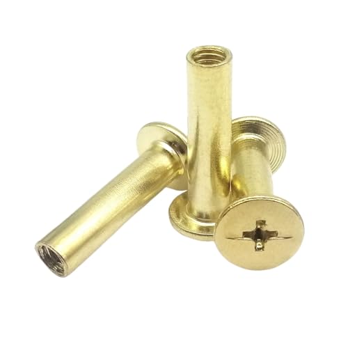 Buchbinde-Sets, 10 Stück, Stahl, 5–50 mm lang, Ledertasche, Gürtelband, Foto, Sammelalbum, Konto, Album, Buchpfosten, Niete, Bolzen, Bindung, Schraube, Nagel(Golden,10pcs 5x6mm) von JgYiAngBq