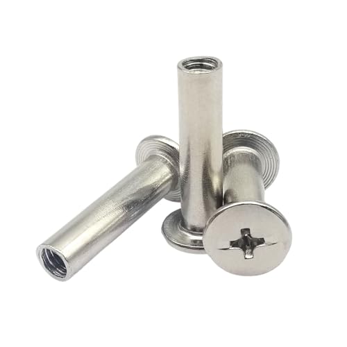Buchbinde-Sets, 10 Stück, Stahl, 5–50 mm lang, Ledertasche, Gürtelband, Foto, Sammelalbum, Konto, Album, Buchpfosten, Niete, Bolzen, Bindung, Schraube, Nagel(Silver,10pcs 5x12mm) von JgYiAngBq