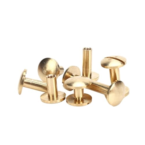 Buchbinde-Sets, 10 Stück, massive Messing-Bindeschrauben, Nagelnieten for Fotoalbum, Lederhandwerk, Nieten, Gürtel, Geldbörse, Verschlüsse, 10-mm-Kappe(4mm) von JgYiAngBq