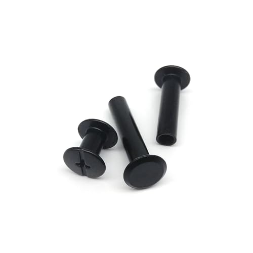 Buchbindungs-Sets, 10 Stück, Gold, Silber, Schwarz, Leder, Tasche, Gürtel, Foto, Sammelalbum, Album, Konto, Buch, Post, Nagelbindung, Niete, Schraubbolzen(Black 10PCS,M5x45mm) von JgYiAngBq