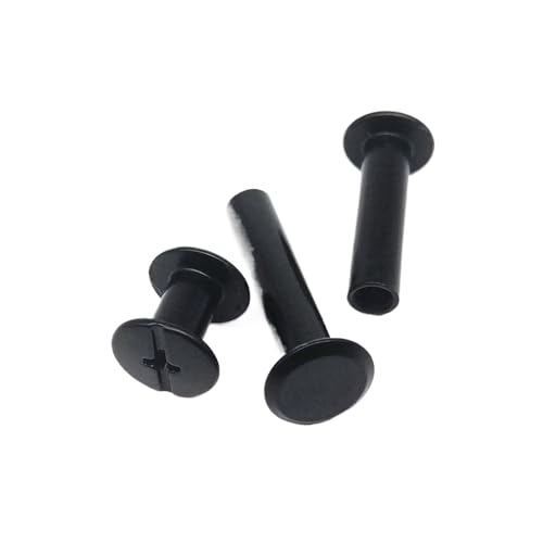 Buchbindungs-Sets, 10 Stück, goldfarben, silberfarben, schwarz, Schraube, Nieten, Bolzen, Nagel, Leder, Tasche, Gürtel, Foto, Sammelalbum, Album, Konto, Buch, Postbindung(Black 10pcs,5x25mm) von JgYiAngBq