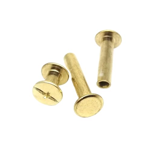 Buchbindungs-Sets, 10 Stück, goldfarben, silberfarben, schwarz, Schraube, Nieten, Bolzen, Nagel, Leder, Tasche, Gürtel, Foto, Sammelalbum, Album, Konto, Buch, Postbindung(Golden 10pcs,5x4mm) von JgYiAngBq