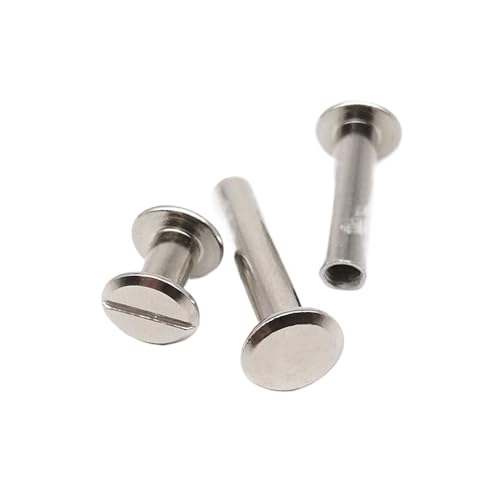 Buchbindungs-Sets, 10 Stück, goldfarben, silberfarben, schwarz, Schraube, Nieten, Bolzen, Nagel, Leder, Tasche, Gürtel, Foto, Sammelalbum, Album, Konto, Buch, Postbindung(Silver 10pcs,5x20mm) von JgYiAngBq