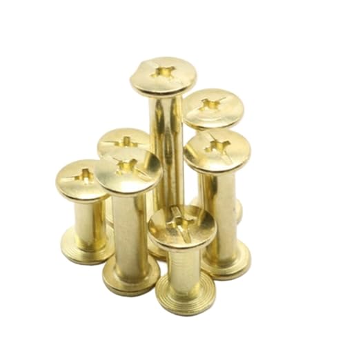 Buchbindungs-Sets, 100 Sets M5 x 4 mm bis 50 mm, schwarzes Nickel-Messing, Gloden, plissierte Metallbindungsschrauben, Nägel, Nieten, Nieten for Fotoalbum(Steel With Brass,M5X4 100PCS) von JgYiAngBq