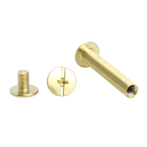 Buchbindungs-Sets, 5/10 Stück, M5 x 5–150 mm, goldenes Silber, Ledertasche, Gürtel, Foto, Sammelalbum, Album, Buchpfosten, Bindungsschraube, Schraube, Nagelnietbolzen(Golden,(10pcs)5x8mm) von JgYiAngBq