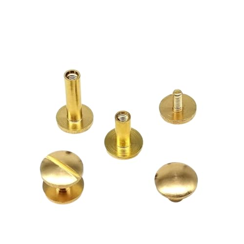 Buchbindungs-Sets, 5 Stück, Kupfer, massives Messing, Leder, Gürtelriemen, Brieftasche, Tasche, Foto, Sammelalbum, Album, Konto, Buchpfosten, Schraube, Nagel, Bindungsniete(Cambered Head,6MM-5PCS) von JgYiAngBq