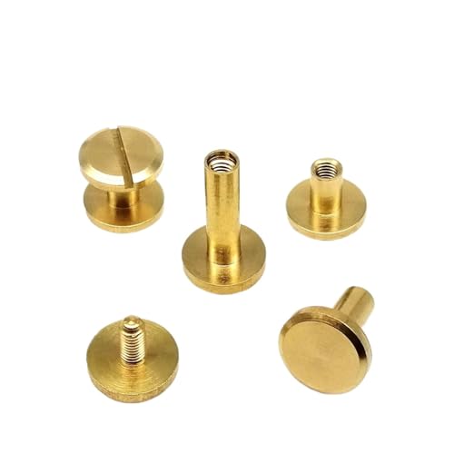 Buchbindungs-Sets, 5 Stück, Kupfer, massives Messing, Leder, Gürtelriemen, Brieftasche, Tasche, Foto, Sammelalbum, Album, Konto, Buchpfosten, Schraube, Nagel, Bindungsniete(Flat Head,14MM-5PCS) von JgYiAngBq