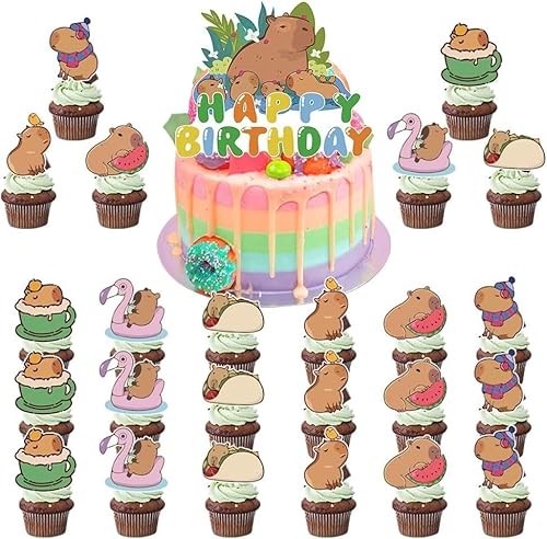 Capybara Cake Topper, 25 StüCk Capybara Party Kuchen Dekoration, Capybara Cupcake Tortenaufsatz FüR Geburtstagsfeier Cupcake-Dekoration FüR Geburtstag Party Kinder Capybara Cake Topper, 25 StüCk Capybara Party Kuchen Dekoration, Capybara Cupcake Tortenaufsatz FüR Geburtstagsfeier Cupcake-Dekoration FüR Geburtstag Party Kinder von JhavexToy