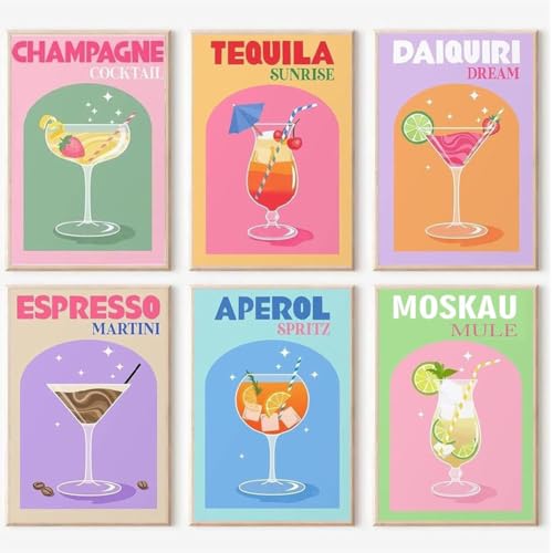 Malen nach Zahlen Erwachsene 6-teiliges Cocktailglas-Digital-Ölgemälde-Pinseln Geeignet für Jungen und Mädchen als Geschenke (21x30) von JhavexToy