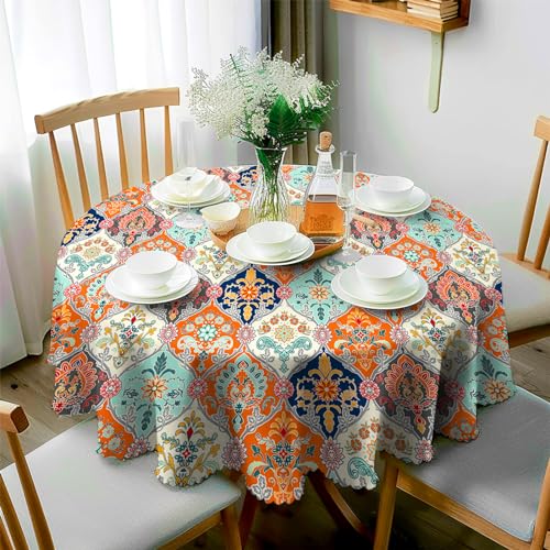JhcsDy Tischdecke Boho Tischdecke Rund 150CM Tischdecke abwaschbar Outdoor-Tischdecken Gartentischdecken Abwaschbare Tischdecke Table Cloth für Küche, Esstisch, Couchtisch, Parteien, Abendessen JhcsDy Tischdecke Boho Tischdecke Rund 150CM Tischdecke abwaschbar Outdoor-Tischdecken Gartentischdecken Abwaschbare Tischdecke Table Cloth für Küche, Esstisch, Couchtisch, Parteien, Abendessen von JhcsDy